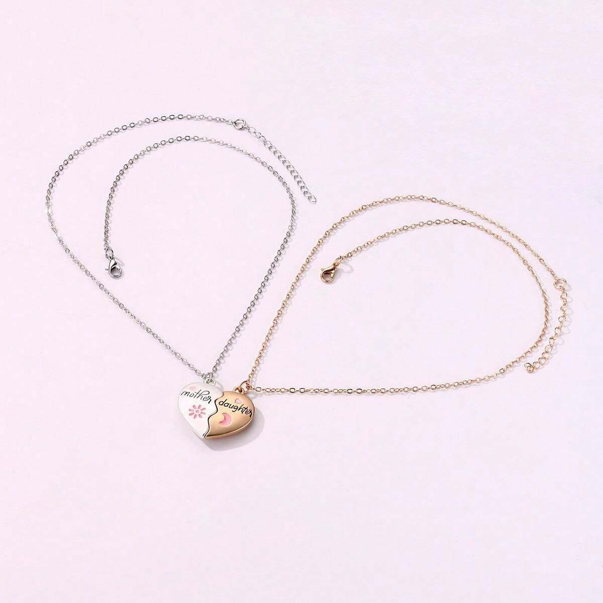 Mother & Daughter Matching Heart Magnetic Pendant Set: A Bond of Love