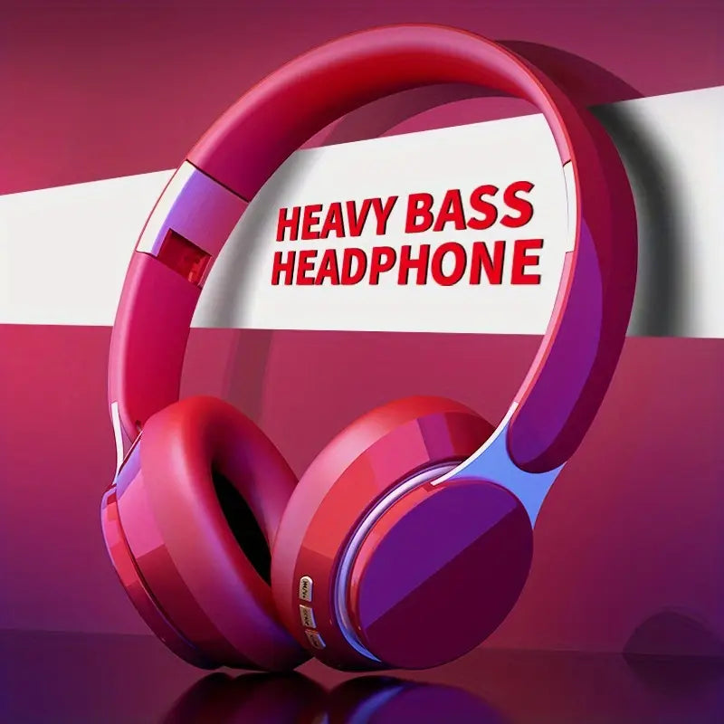 XBass Wireless Over-Ear Headphones with Mic - Active Noise Cancelling Bluetooth 5.3 Headset for Work, Gym, Travel, & Music, 300-Hour Standby Time & Fast Charging (Red)