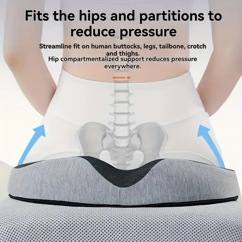 Sciatica & Tailbone Relief Seat Cushion - Ergonomic Memory Foam Donut Pillow for Office Chair, Car, & Wheelchair, Improves Posture & All-Day Comfort, Gray