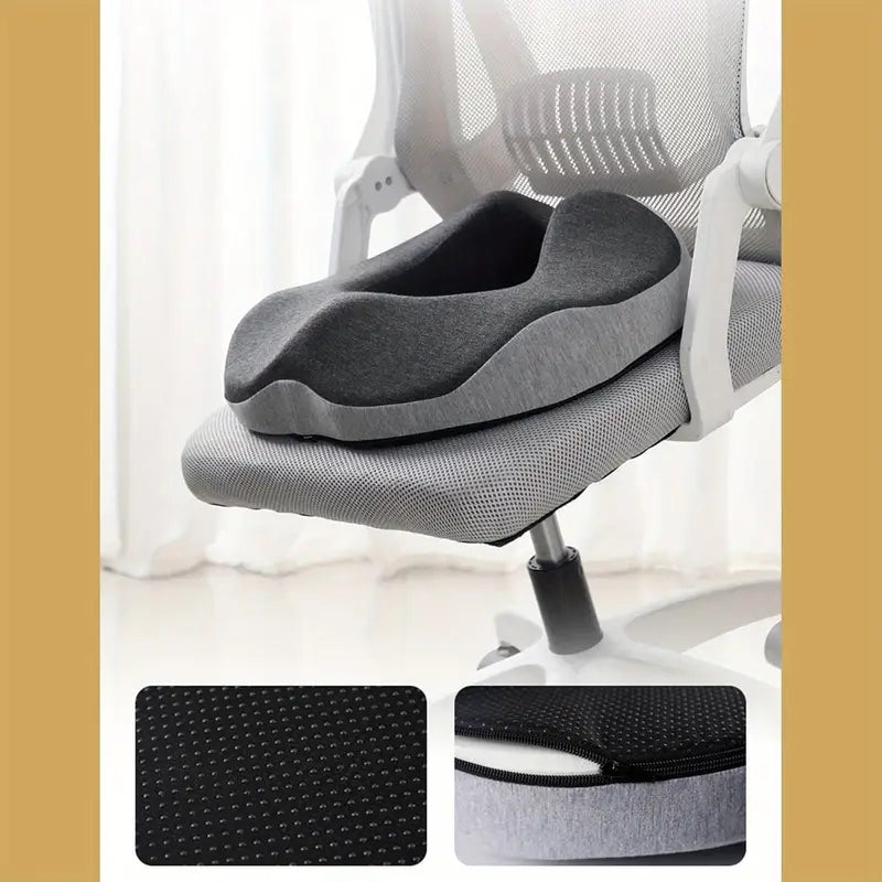 Sciatica & Tailbone Relief Seat Cushion - Ergonomic Memory Foam Donut Pillow for Office Chair, Car, & Wheelchair, Improves Posture & All-Day Comfort, Gray