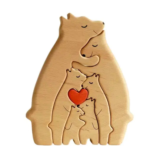 Creative Wooden Bear Family Puzzle: A Charming DIY Home Decor Piece