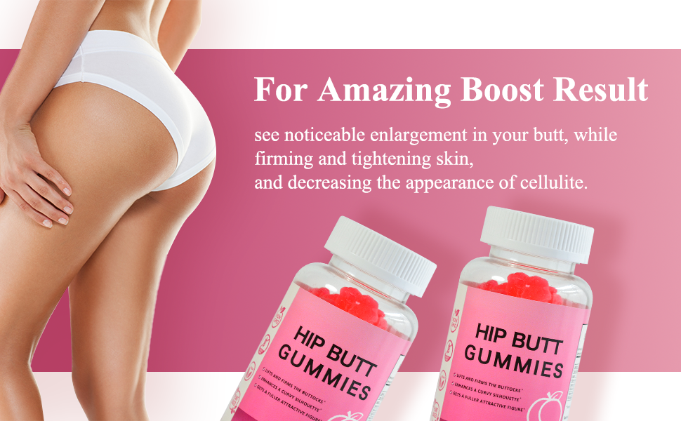 Hip Butt Gummies BBL Gummies Butt Lift Gummies for Women, with Vitamins A, B-6, C and E – 60 Count