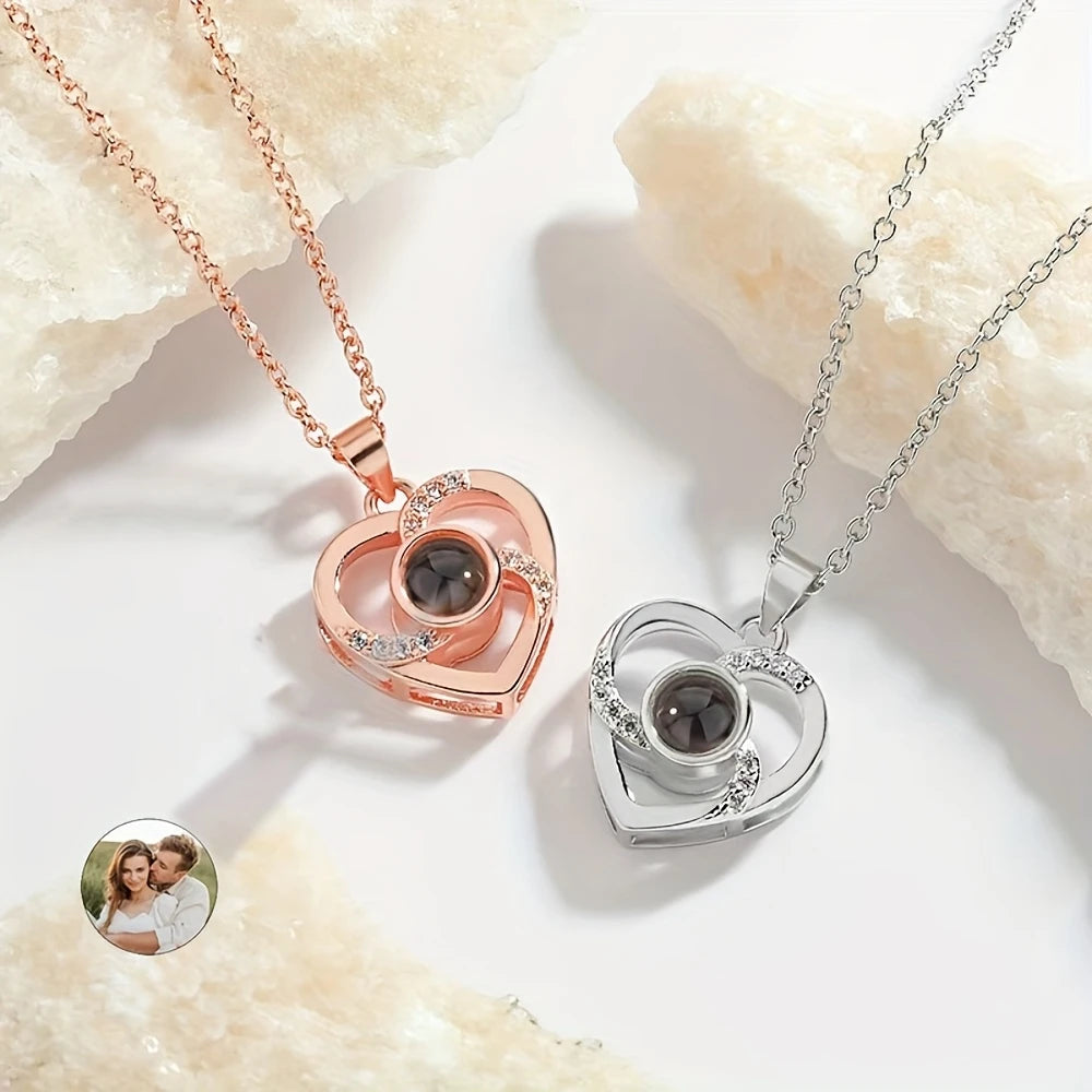 S925 Silver Eternal Heart Photo Projection Necklace: A Keepsake to Treasure