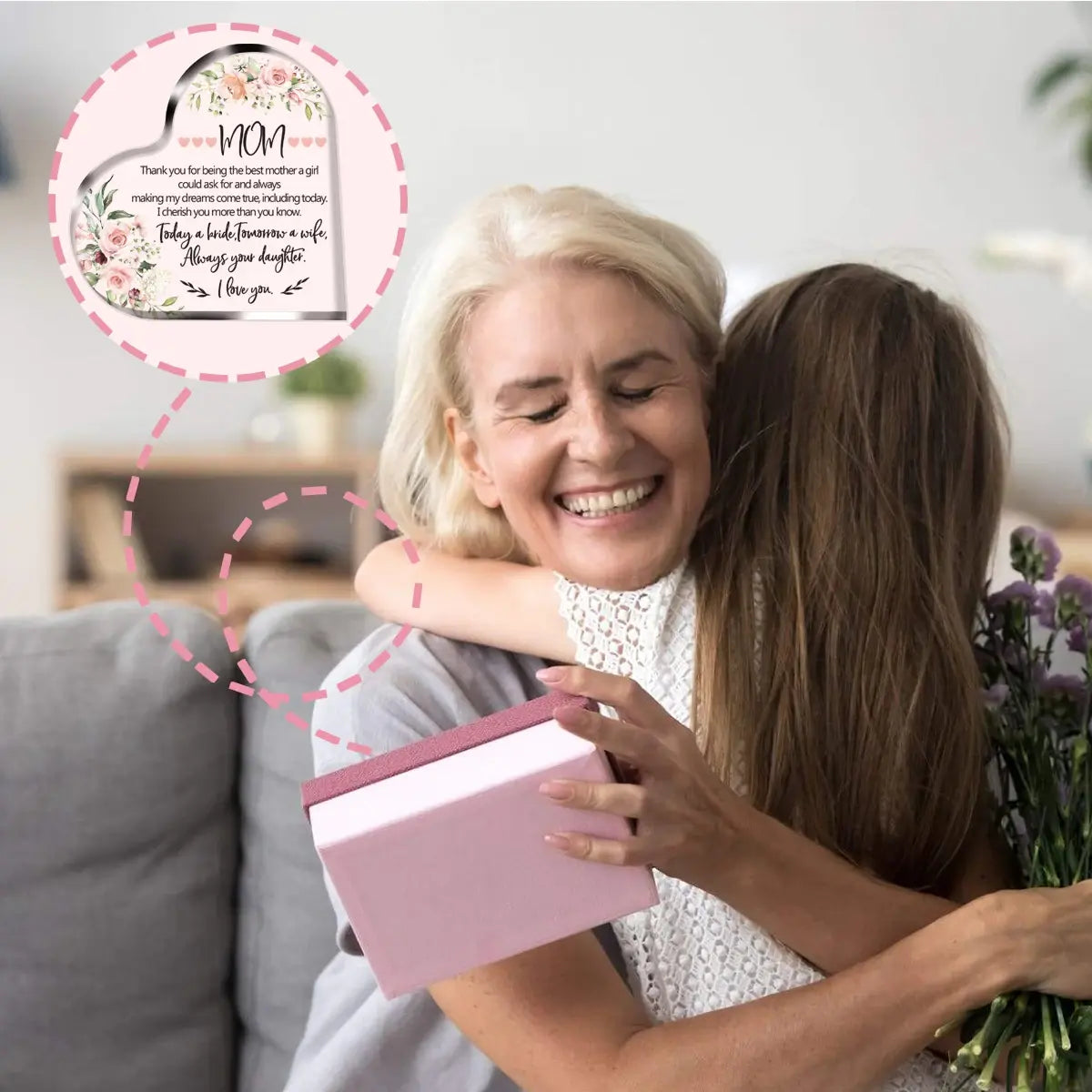 Mother's Day Thank You Mom Acrylic Heart Plaque