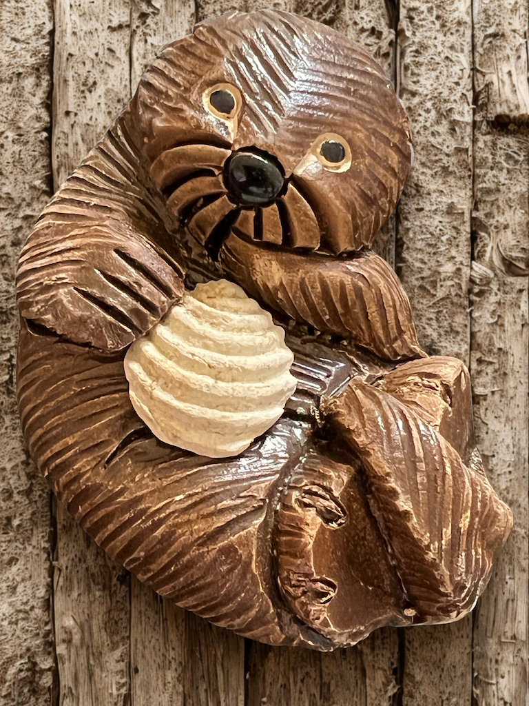 VINTAGE 1970s Artesania Rinconada Sea Otter with Shell Figurine | Signed Uruguayan Art Pottery