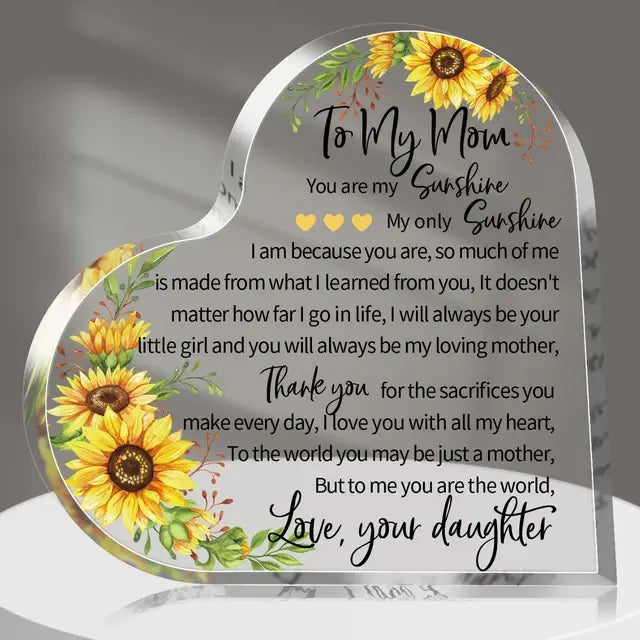 Mother's Day Thank You Mom Acrylic Heart Plaque
