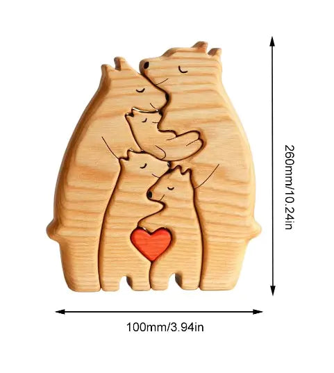 Creative Wooden Bear Family Puzzle: A Charming DIY Home Decor Piece