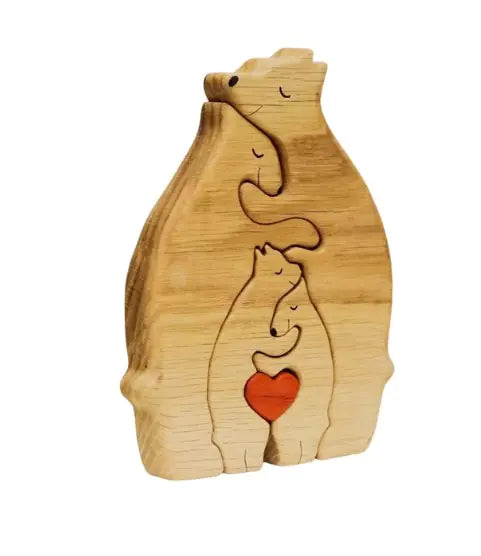 Creative Wooden Bear Family Puzzle: A Charming DIY Home Decor Piece