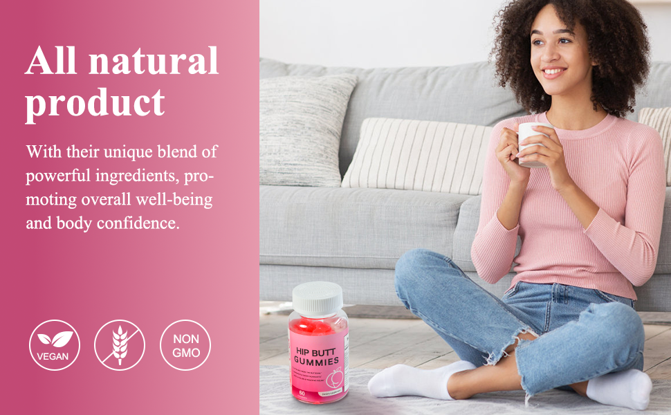 Hip Butt Gummies BBL Gummies Butt Lift Gummies for Women, with Vitamins A, B-6, C and E – 60 Count