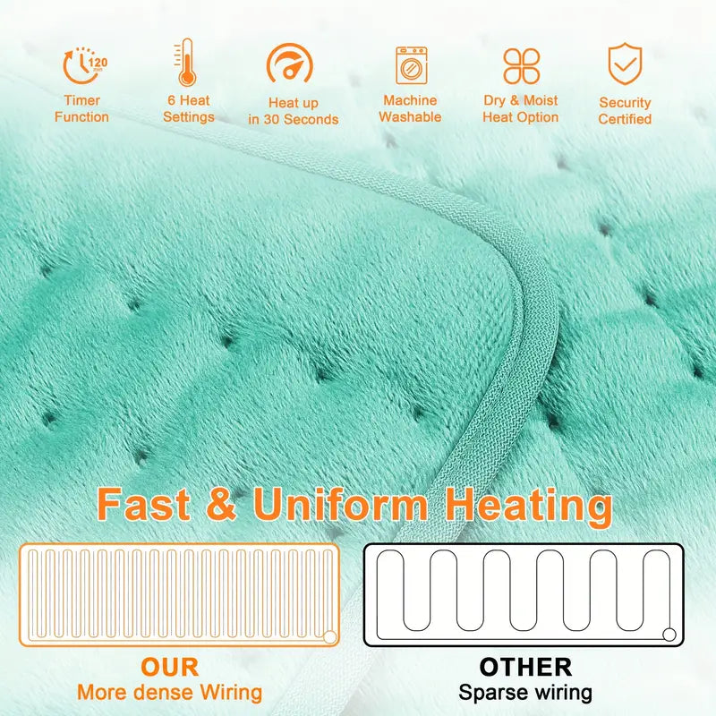 Portable & Washable Heating Pad for Pain Relief - 24" x 12" with Remote Control, 6 Heat Levels & Auto Shut-Off Timer - Perfect Gift for Back, Neck & Muscle Relief