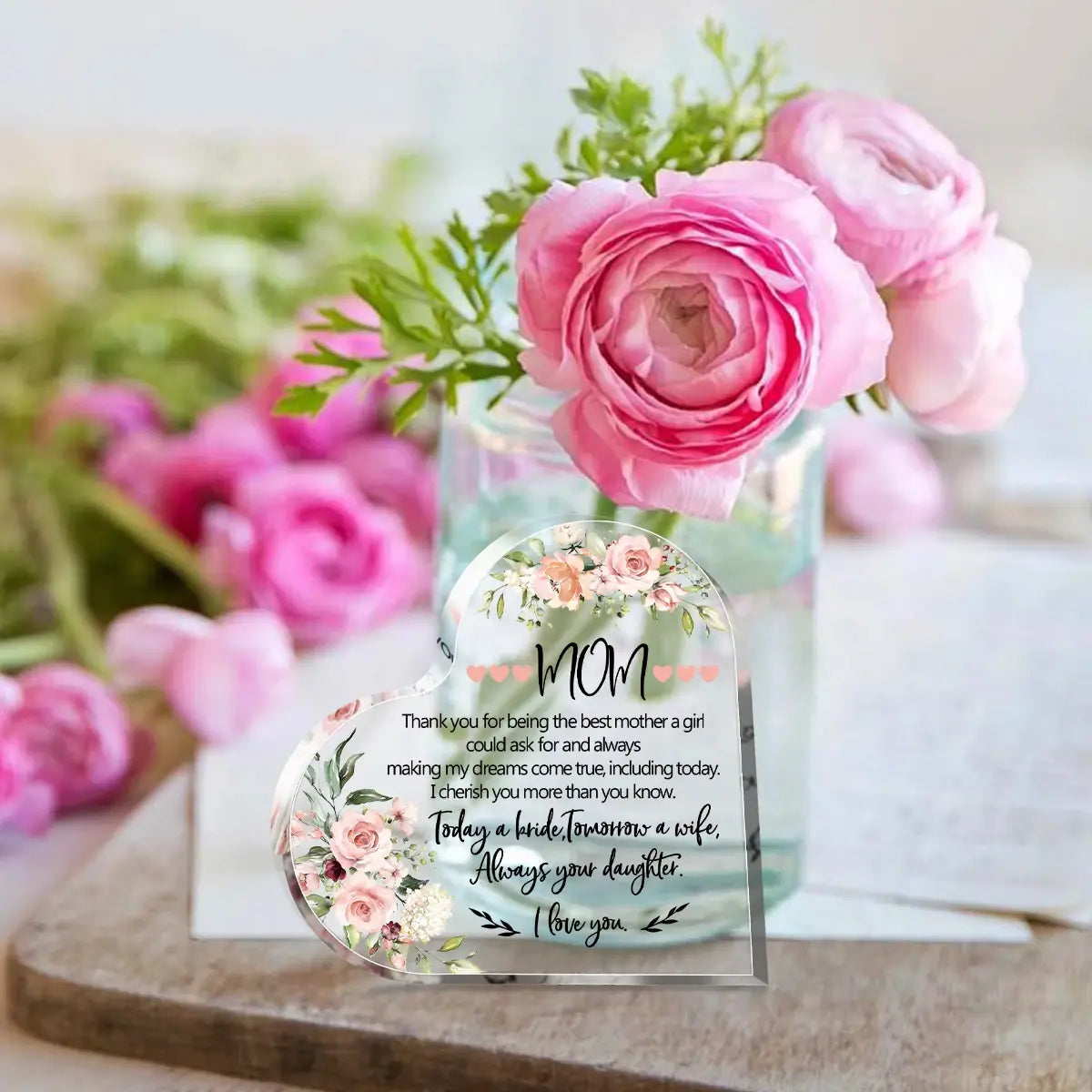 Mother's Day Thank You Mom Acrylic Heart Plaque