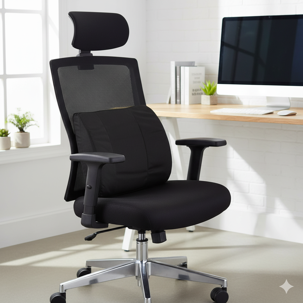 Roscoe Back Support for Office Chair Car Boat RV Wheelchair - Premium Contoured Lumbar Pillow and Chair Cushion for Lower Back Pain Relief