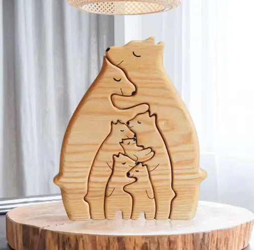 Creative Wooden Bear Family Puzzle: A Charming DIY Home Decor Piece