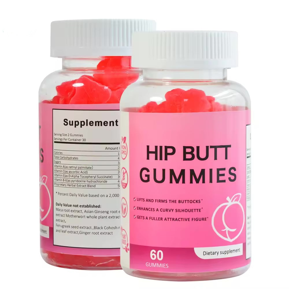 Hip Butt Gummies BBL Gummies Butt Lift Gummies for Women, with Vitamins A, B-6, C and E – 60 Count