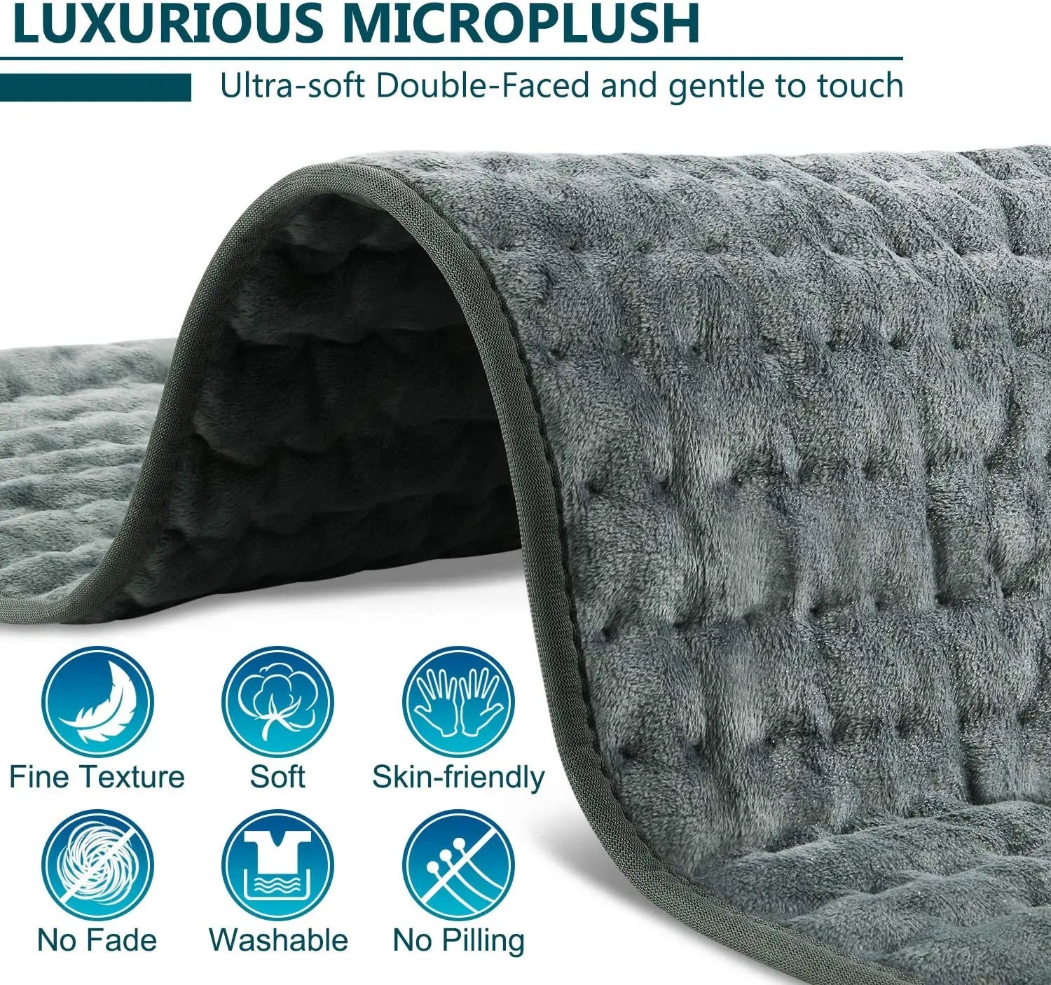 Portable & Washable Heating Pad for Pain Relief - 24" x 12" with Remote Control, 6 Heat Levels & Auto Shut-Off Timer - Perfect Gift for Back, Neck & Muscle Relief