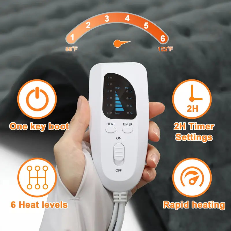 Portable & Washable Heating Pad for Pain Relief - 24" x 12" with Remote Control, 6 Heat Levels & Auto Shut-Off Timer - Perfect Gift for Back, Neck & Muscle Relief