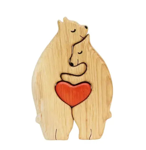 Creative Wooden Bear Family Puzzle: A Charming DIY Home Decor Piece