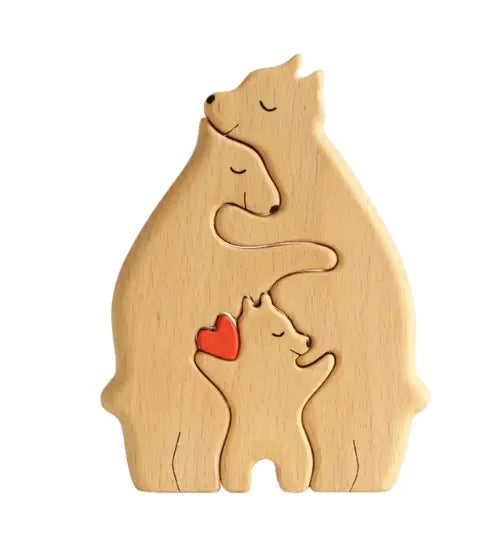 Creative Wooden Bear Family Puzzle: A Charming DIY Home Decor Piece