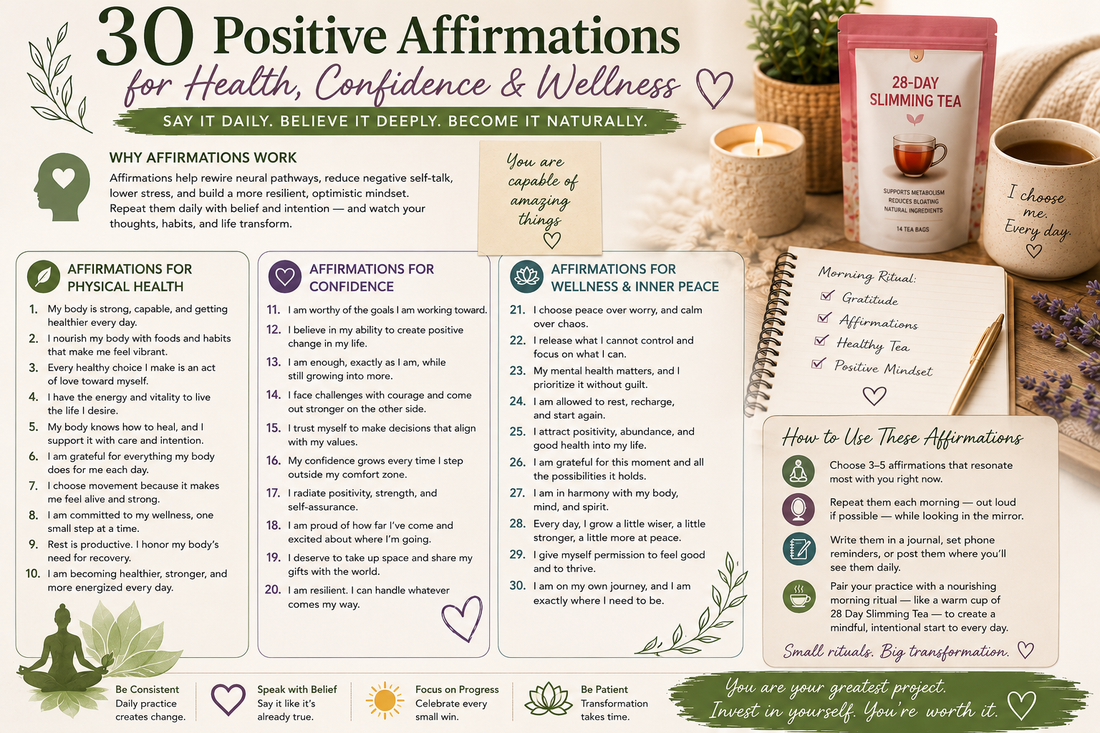 30 Positive Affirmations for Health, Confidence & Wellness