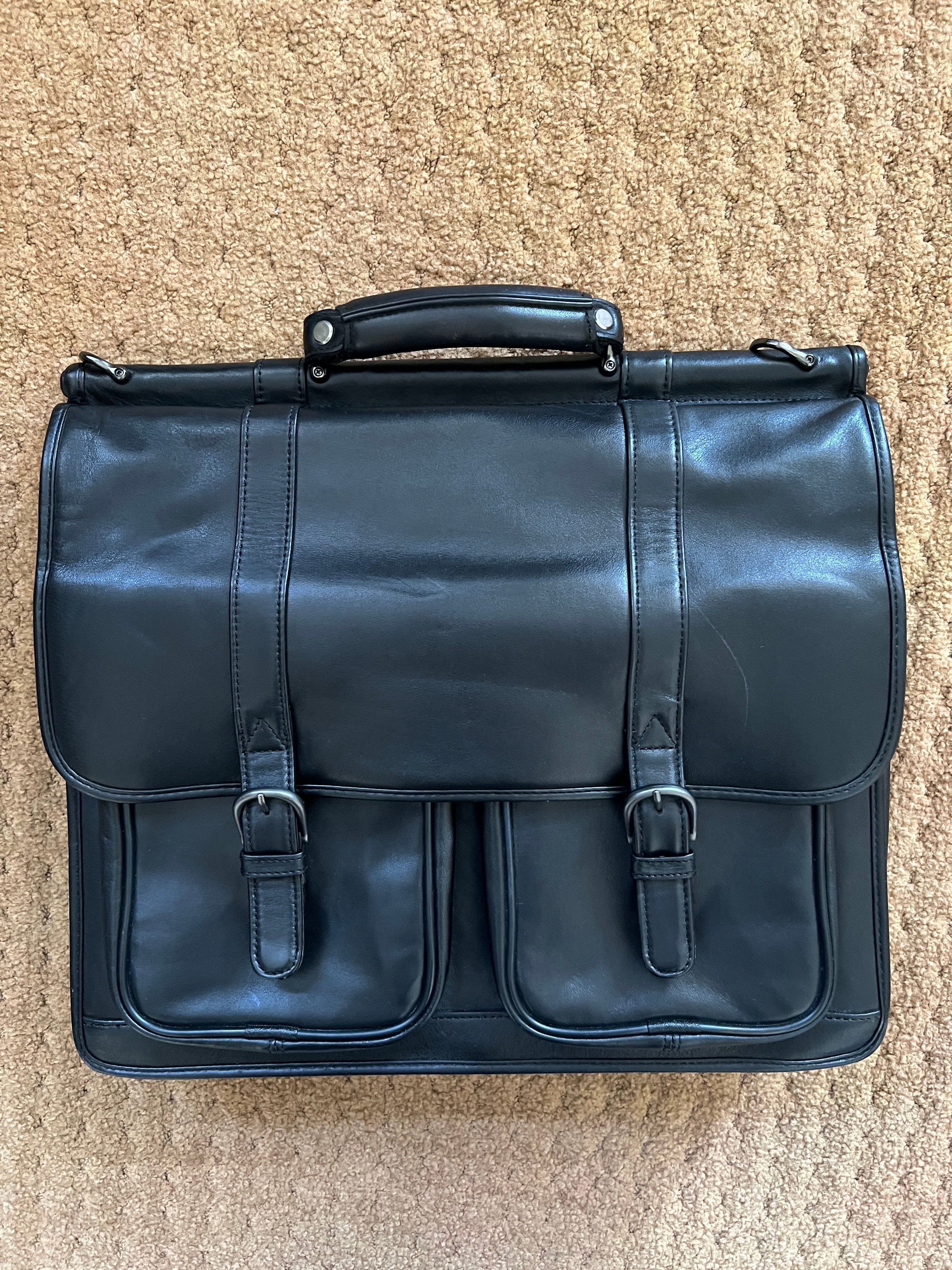 Kenneth Cole New York Large Black Leather Briefcase (Vintage Early 2000s)