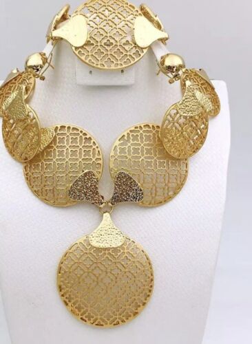 Designer-Inspired Egyptian African Women’s Bridal Necklace 4 Piece Set (Gold)