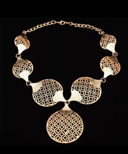Designer-Inspired Egyptian African Women’s Bridal Necklace 4 Piece Set (Gold)