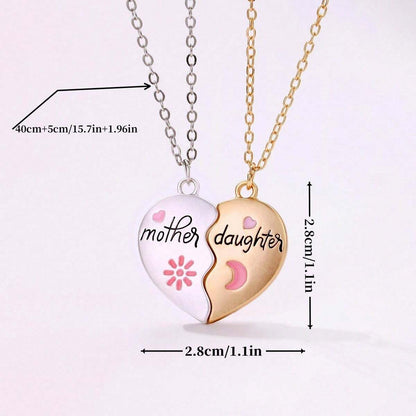 Mother & Daughter Matching Heart Magnetic Pendant Set: A Bond of Love