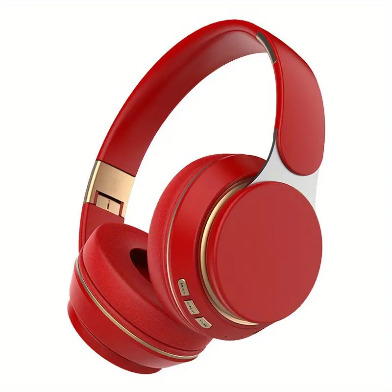 XBass Wireless Over-Ear Headphones with Mic - Active Noise Cancelling Bluetooth 5.3 Headset for Work, Gym, Travel, & Music, 300-Hour Standby Time & Fast Charging (Red)