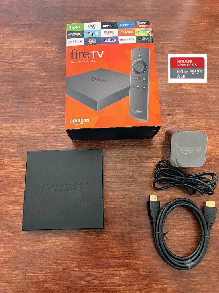 Amazon Fire TV 2nd Gen 4K UHD Box + 64GB MicroSD & HDMI Bundle, No Remote