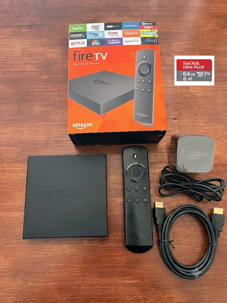 Amazon Fire TV 2nd Gen 4K UHD Box Alexa Voice Remote + 64GB MicroSD & HDMI Bundle