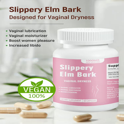 Slippery Elm Bark Capsules for Vaginal Health - 1000mg - 60 Count