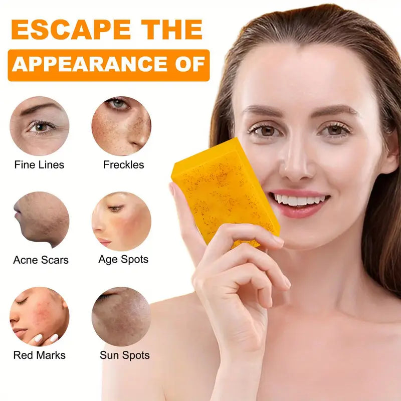 Deep Cleansing Turmeric & Kojic Acid Skin Brightening Soap for Dark Spots, Acne & Scars, Natural Skin Brightening Face & Body Cleanser, 2-Pack