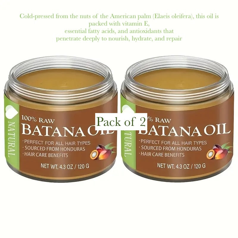 2-Pack 100% Raw Batana Oil from Honduras – Hair Growth & Repair Treatment, 4.3oz Each