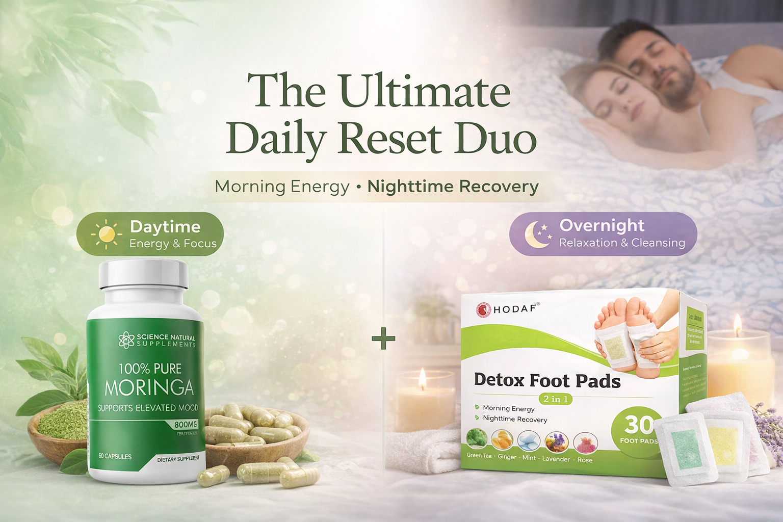 The Ultimate Daily Reset Duo: Moringa Capsules + HODAF Detox Foot Pads