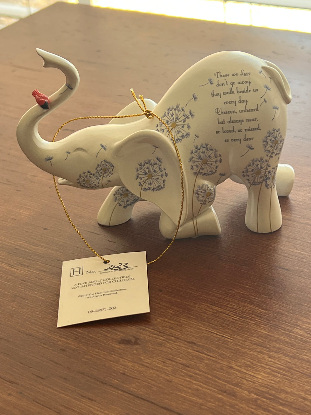The Hamilton Collection Blake Jensen "Those We Love Don't Go Away" Elephant Memorial Figurine (6")