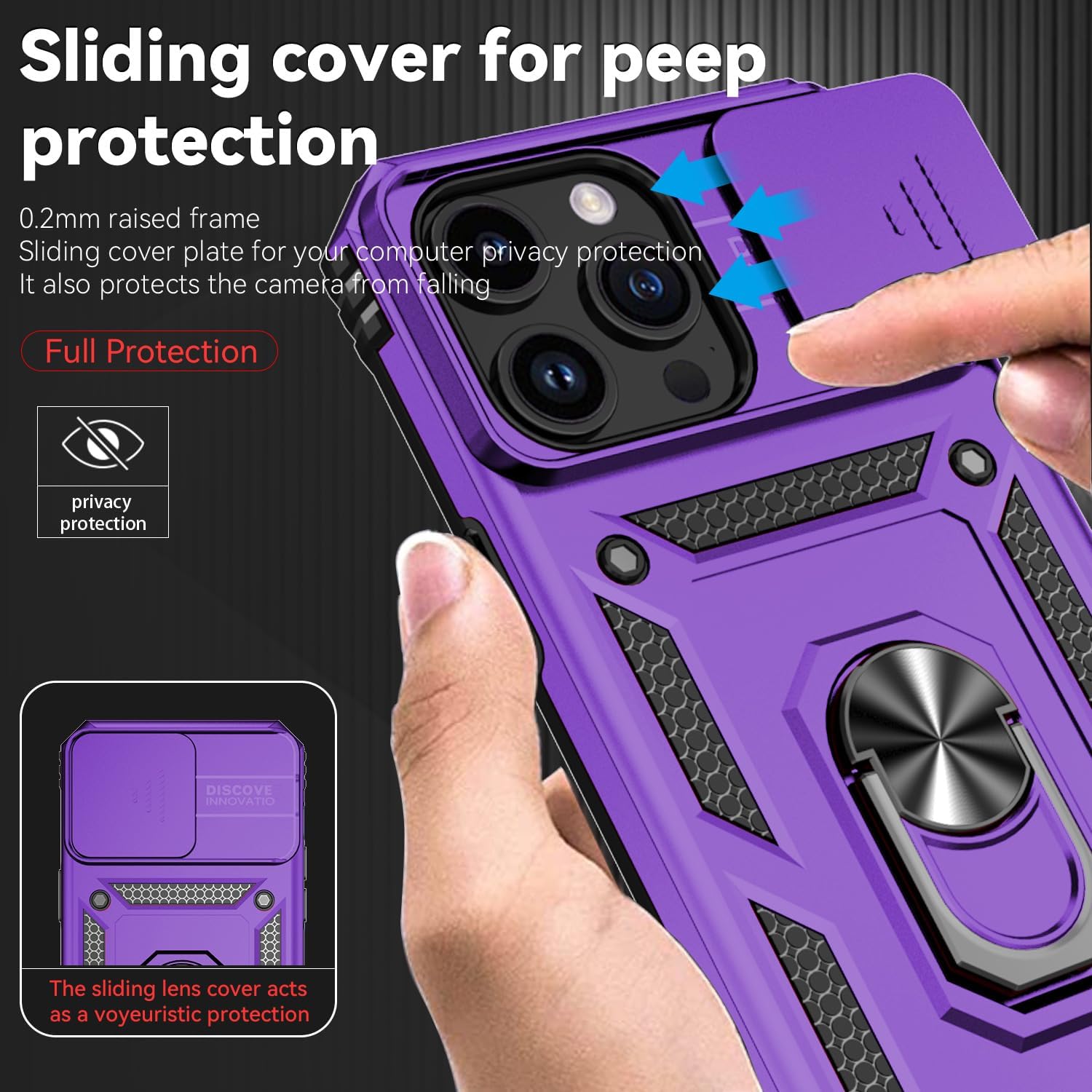 iPhone 13 Pro Max 360° Protection Kit – Rugged Case + Shockproof Screen Protector (Purple)
