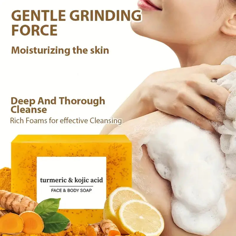 Deep Cleansing Turmeric & Kojic Acid Skin Brightening Soap for Dark Spots, Acne & Scars, Natural Skin Brightening Face & Body Cleanser, 2-Pack