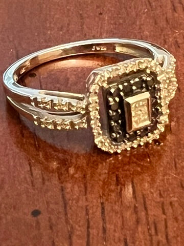 10K White Gold JWBR Black & White Diamond Ring & Necklace Set