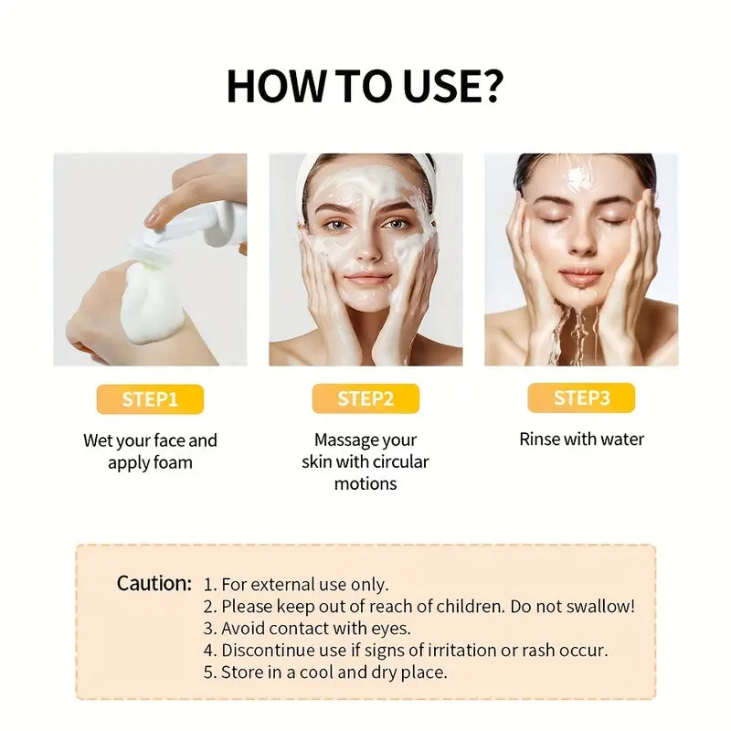 Turmeric Brightening Mousse Facial Cleanser with Kojic Acid & Niacinamide - 2-Pack Deep Cleansing Formula with Silicone Massage Head, 100ml Each
