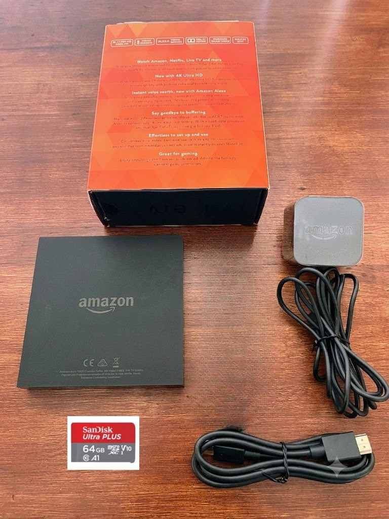 Amazon Fire TV 2nd Gen 4K UHD Box + 64GB MicroSD & HDMI Bundle, No Remote