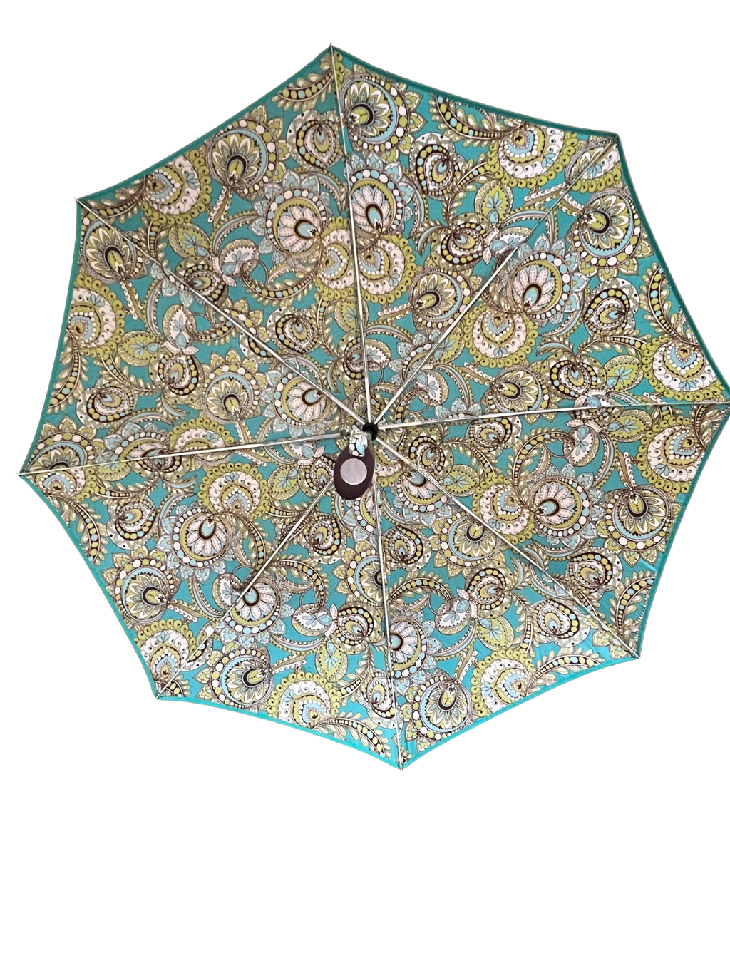 Vera Bradley Umbrella Auto Open Peacock Pattern Teal Blue Lime Compact Rain 38"