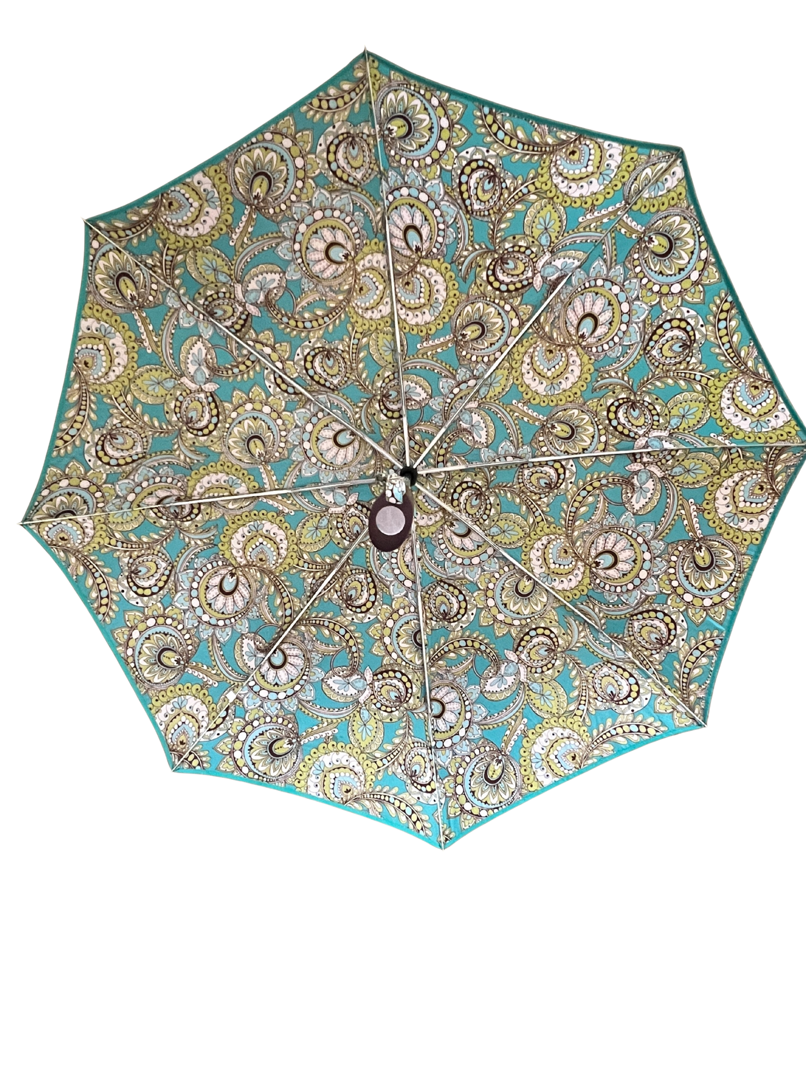 Vera Bradley Umbrella Auto Open Peacock Pattern Teal Blue Lime Compact Rain 38"
