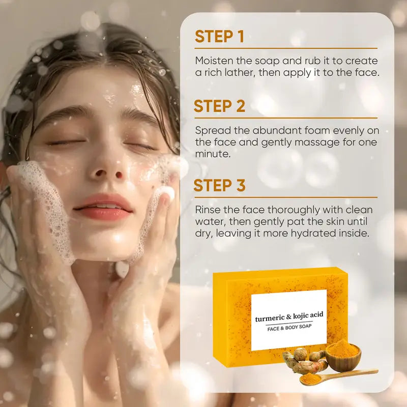 Deep Cleansing Turmeric & Kojic Acid Skin Brightening Soap for Dark Spots, Acne & Scars, Natural Skin Brightening Face & Body Cleanser, 2-Pack