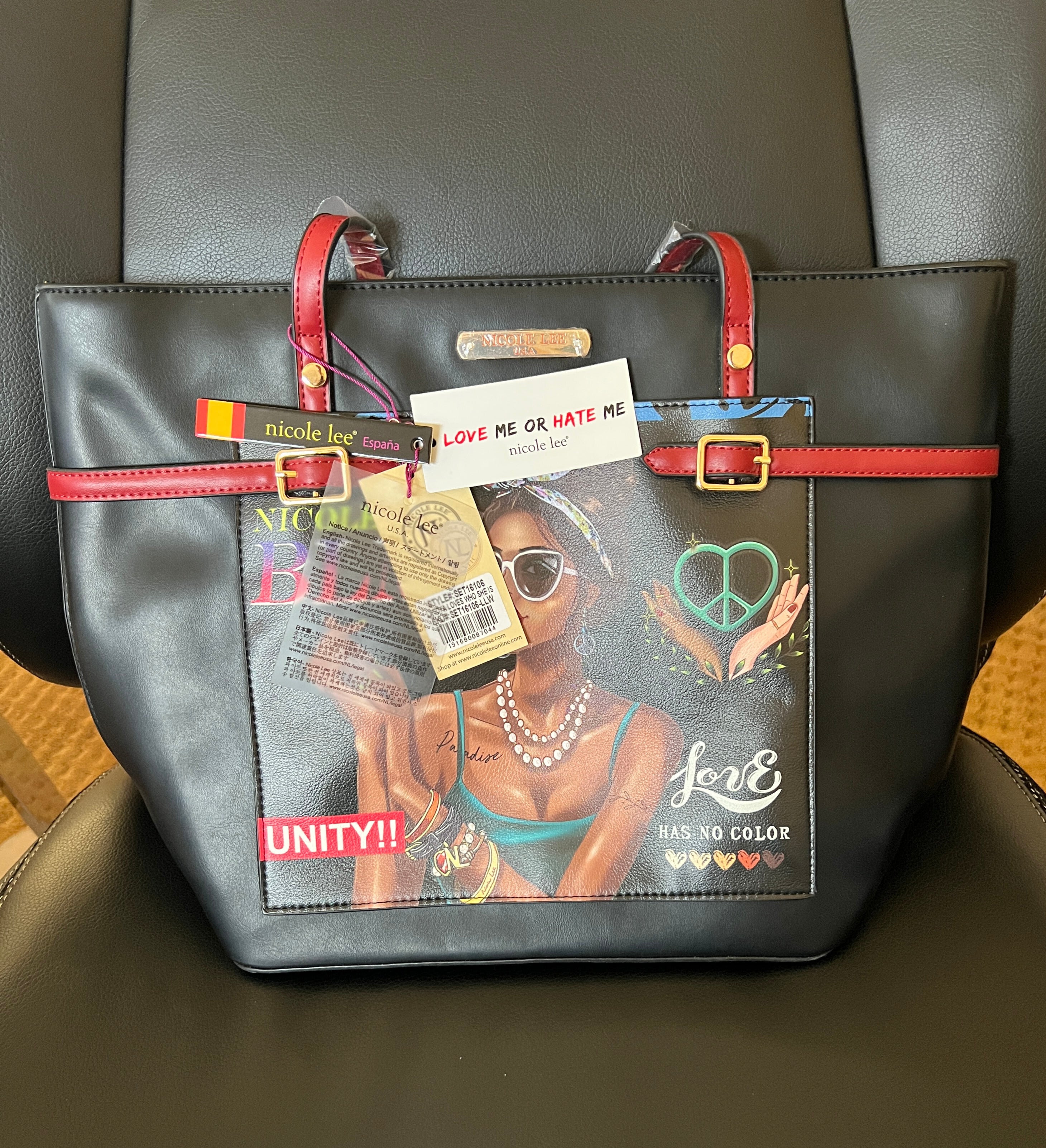 Nicole Lee “Latoya Loves Who She Is” Shoulder Bag, Black, New with Tags