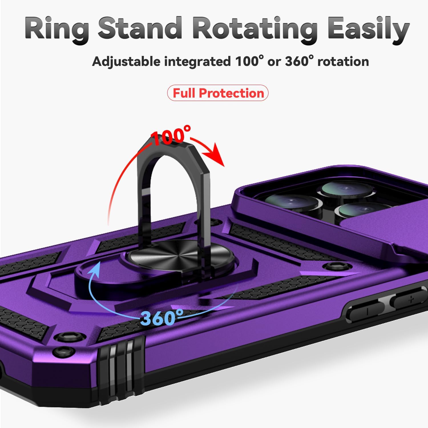 iPhone 13 Pro Max 360° Protection Kit – Rugged Case + Shockproof Screen Protector (Purple)