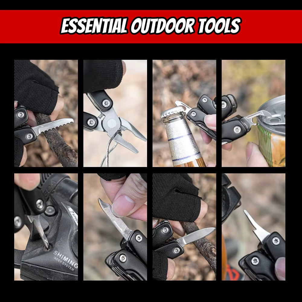 12-in-1 Compact Multi-Tool Pliers | Blue Aluminum Handle | Stainless Steel Survival EDC