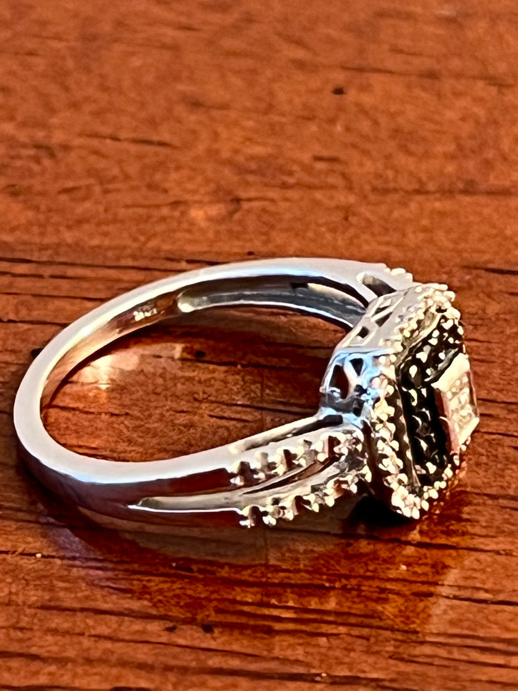 10K White Gold JWBR Black & White Diamond Ring & Necklace Set