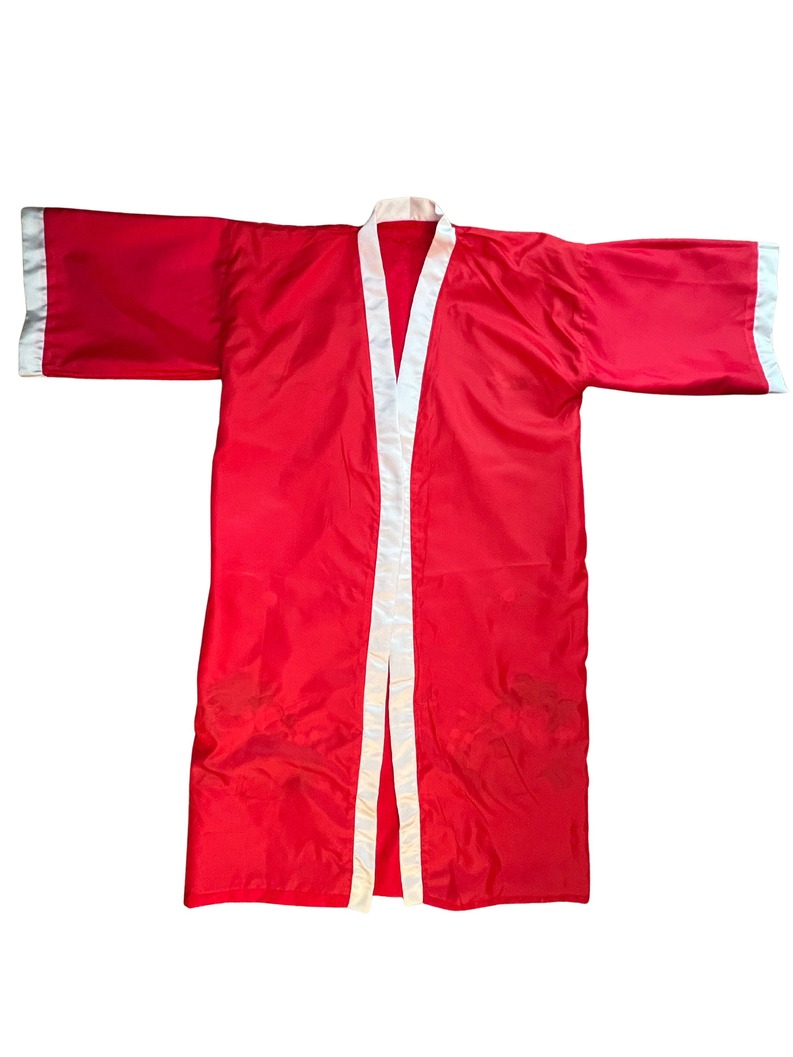 Vintage Red Embroidered Crane Kimono Robe, Crimson Floral Jacquard Satin Robe, Full Length Asian Inspired Dressing Gown