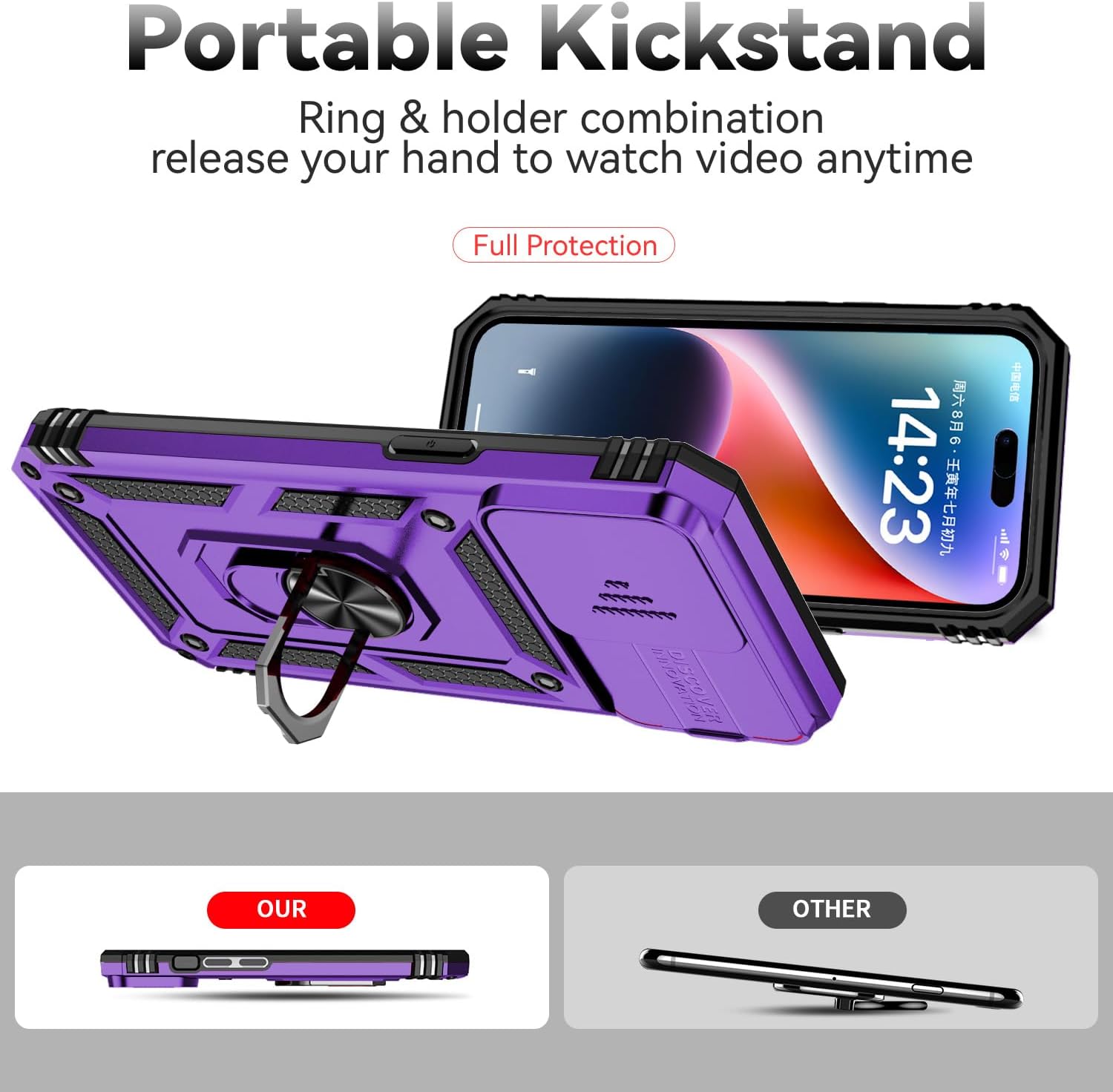 iPhone 13 Pro Max 360° Protection Kit – Rugged Case + Shockproof Screen Protector (Purple)