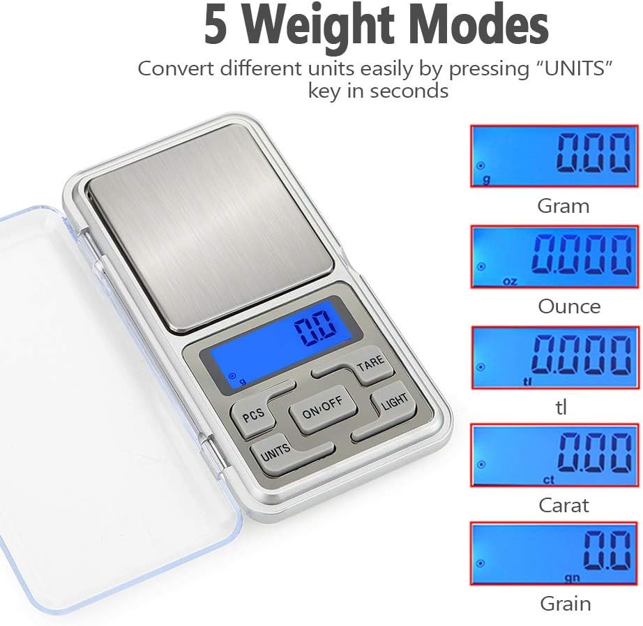 Mini Electronic Digital Pocket Scale High Accuracy 500g/0.1g g/tl/oz/ct/gn Modes